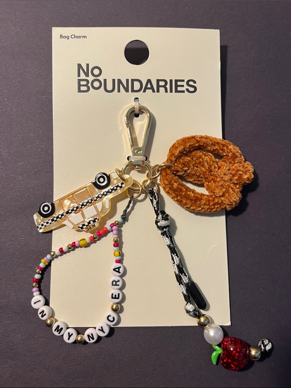 No Boundaries Multicolor Beaded & Rust Plush Bag Charm